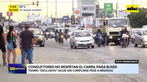 Carril exclusivo de buses: tramo siguen sin cumplirse pese a medidas - ABC Noticias - ABC Color