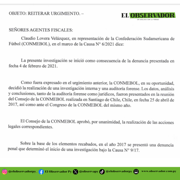 Reiteran urgimiento a la Fiscalía en investigación a Leoz por lavado de dinero