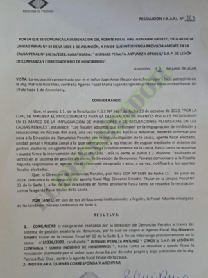 Designan a fiscal Grisetti de forma provisoria en causa a exdirectivos  de Caja Municipal.