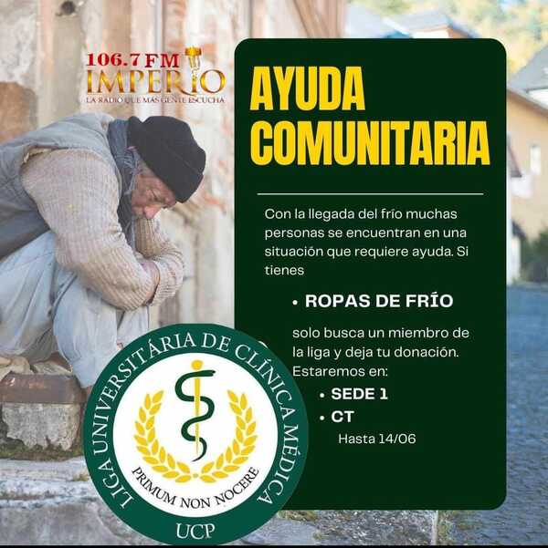 Liga Universitaria de la UCP organiza donación de ropas de frío a favor de personas carenciadas