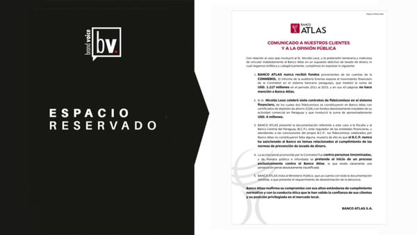 ESPACIO RESERVADO: COMUNICADO A NUESTROS CLIENTES Y A LA OPINIÓN PÚBLICA