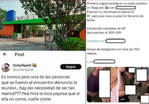 HOMBRES HICIERON ORGÍA EN BAÑO DE ÑU GUASU
