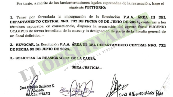 Víctima impugna confirmación del fiscal Eugenio Ocampos en una causa MOCIPAR