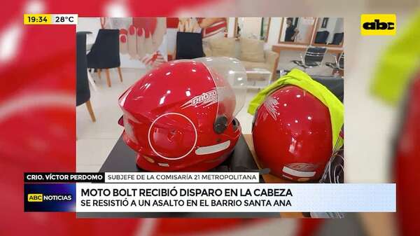 Moto Bolt recibió disparo en la cabeza: se resistió a un asalto en el barrio Santa Ana - ABC Noticias - ABC Color