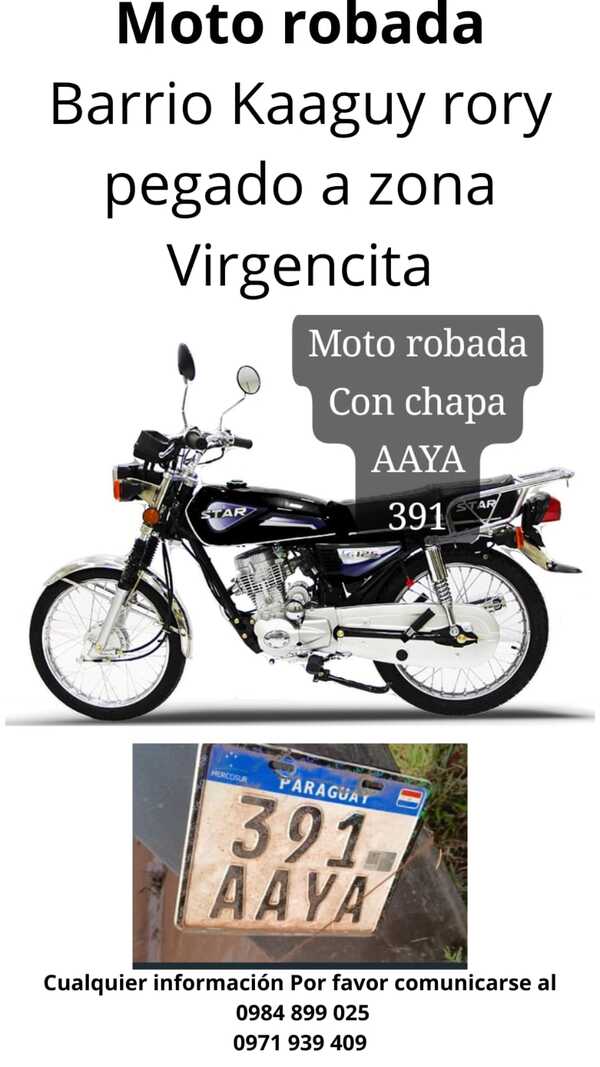 Robo de motocicleta en Encarnación: Joven pide colaboración ciudadana