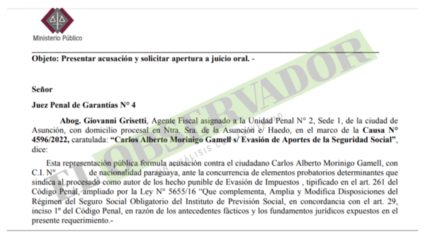 Empresario es acusado por evadir 15 años de aportes al IPS pese a descontarlo a su empleado