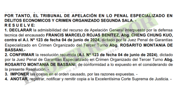 Cámara confirma arresto domiciliario de acusado por megacarga de cocaína