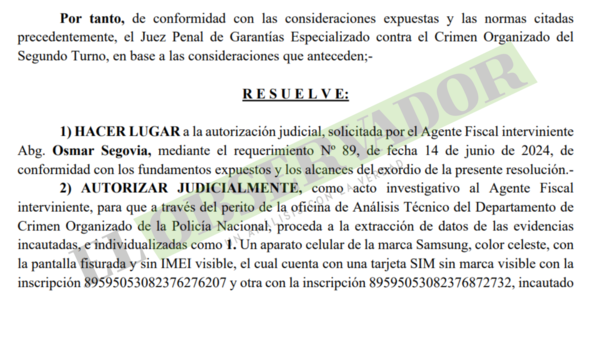 Autorizan extracción de datos de dos teléfonos incautados de presuntos traficantes