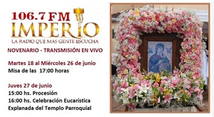 NOVENARIO: Transmisión en vivo por Radio Imperio  106.7 FM y su cuenta de Facebook - Radio Imperio 106.7 FM