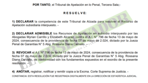 Cámara revoca resolución que remite antecedentes de abogadas por abandono de defensa de Faustino Ramón Aguayo
