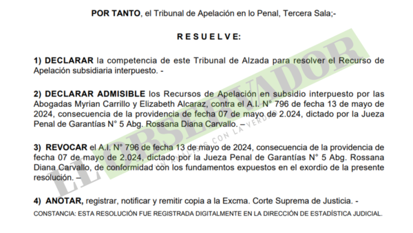 Cámara revoca resolución que remite antecedentes de abogadas por abandono de defensa de Faustino Ramón Aguayo