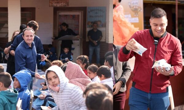 Imputados por corrupción hacen campaña política con alimentos para niños