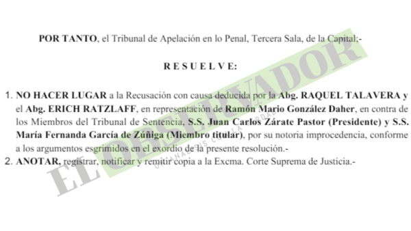 “Vínculo familiar no se acierta como causal de recusación”, concluye Cámara sobre recurso de RGD