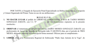 Jueza de Ejecución rechaza libertad condicional de condenado por el caso A Ultranza Py