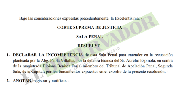 Cámara debe resolver recusación contra camarista en la causa del Dr. Aurelio Espínola  