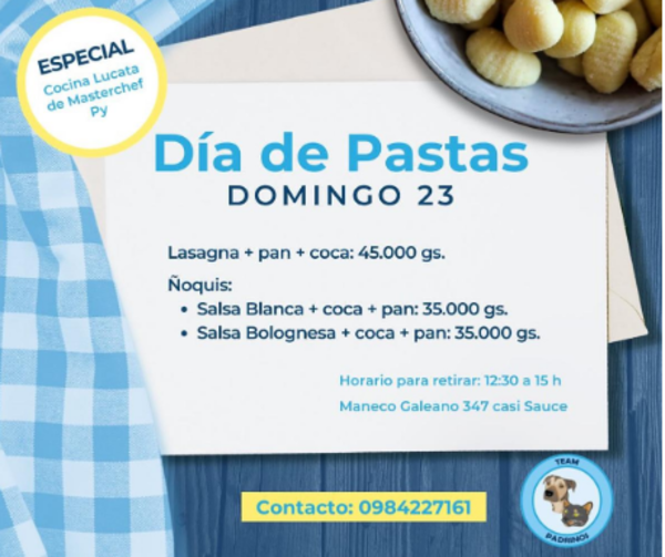 Día de pastas con Team Padrinos este domingo - Portal Digital Cáritas Universidad Católica