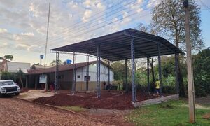 Concluye primera etapa de la construcción del tinglado de bomberos