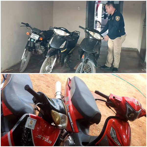 Cinco motocicletas robadas en Concepción y Horqueta fueron recuperadas