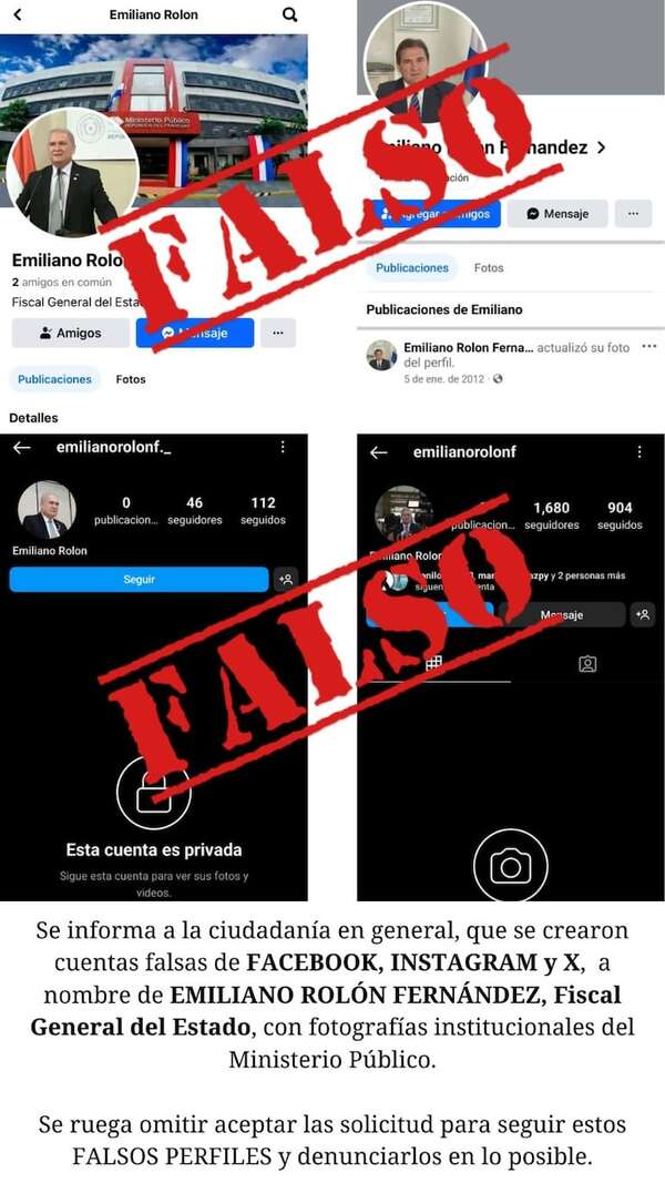 Fiscalía investiga perfiles falsos de Emiliano Rolón en redes sociales - Nacionales - ABC Color