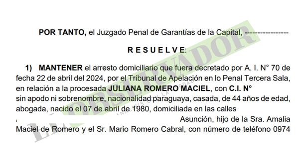 Juez considera que permiso para trabajar desnaturaliza medida de arresto domiciliario