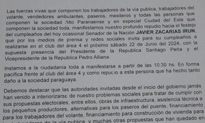Preparan manifestaciones de repudio a Zacarías y Cartes este fin de semana en el Este