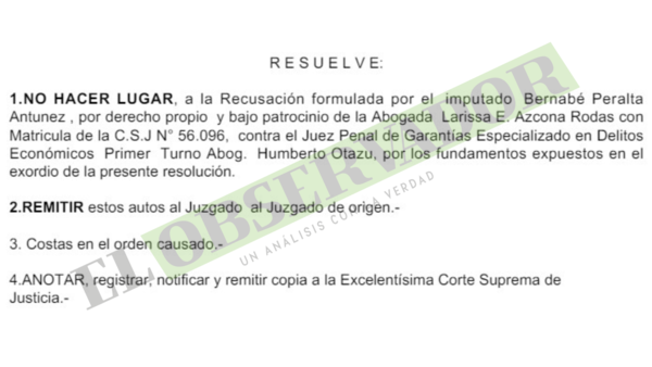 Caja de Jubilados: Tribunal no hace lugar a recusación calificada de dilatoria por juez Otazú