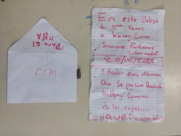 Hallan nota amenazante en la entrada de un colegio en Areguá - Megacadena - Diario Digital