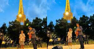 La Nación / Dominick González llevó serenata en guaraní en la Torre Eiffel
