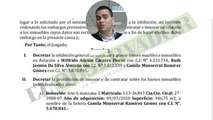 Wilfrido Cáceres: Rectifican datos sobre inmubles y se ordena inhibición además de trabar embargo preventivo