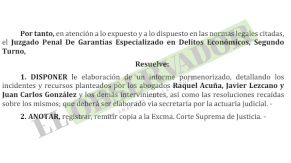 Ordenan informe sobre casi 60 recursos de abogados en caso de lesión de confianza en Valenzuela