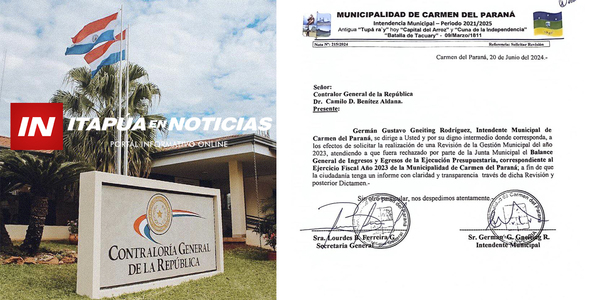 GERMÁN GNEITING SOLICITA A LA CONTRALORÍA REVISAR SU BALANCE PARA TRANSPARENTAR GESTIÓN - Itapúa Noticias