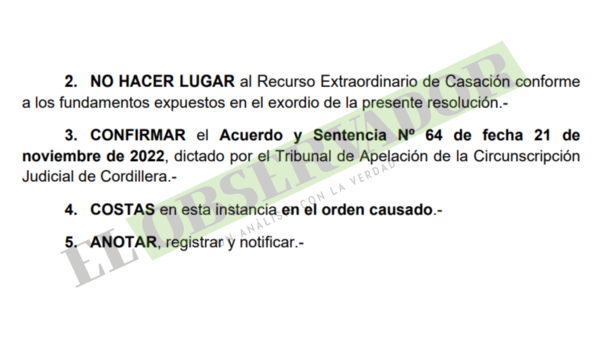 Absolución del padrastro de niña desaparecida en Emboscada queda firme tras rechazo 