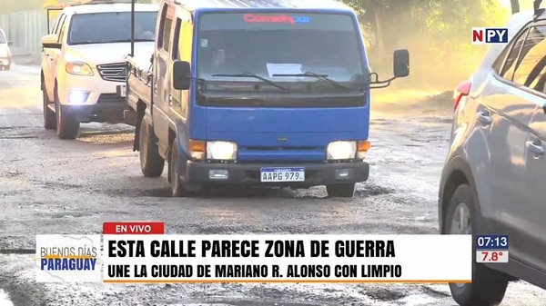 Espantosos baches en la calle que une Mariano con Limpio - Noticias Paraguay