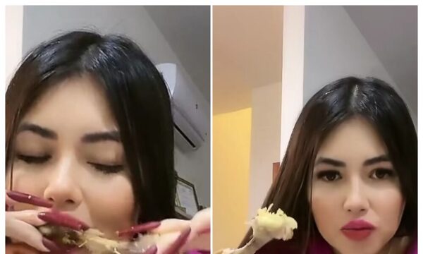(VIDEO) Laurys Diva mostró sus habilidades para manejar el pollo y comerlo