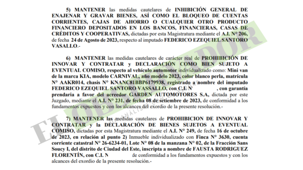 Pese al criterio de oportunidad, siguen vigentes las medidas cautelares sobre bienes de Santoro