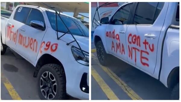 "Andate con tu amante, mujeriego": grafiti en camio de "rallyero" da que hablar