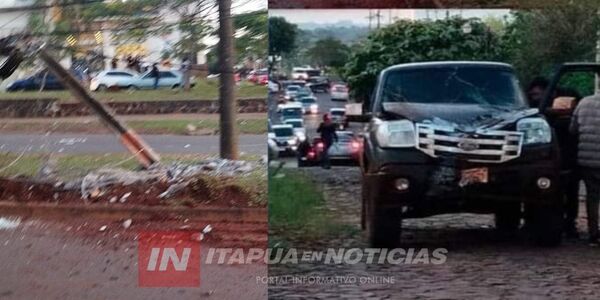 CAMIONETA CHOCÓ CONTRA UNA COLUMNA EN ENCARNACIÓN - Itapúa Noticias