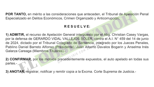Condición de salud no es considerado “hecho nuevo” para revocar prisión preventiva, según Cámara