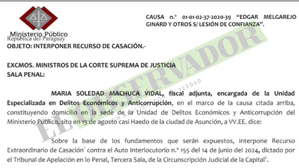 Cámara no puede anular una acusación: Fiscala Adjunta interpone casación contra sobreseimiento en caso Tapabocas de Oro