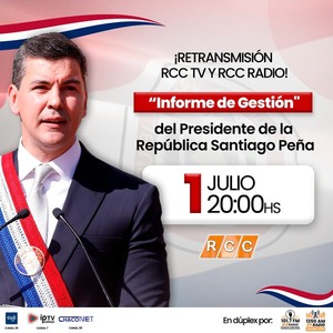 Transmisión en vivo del Informe de Gestión del Presidente Santiago Peña por RCC TV