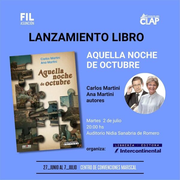 En Feria Internacional del Libro, Ana y Carlos Martini presentarán “Aquella noche de octubre” - trece