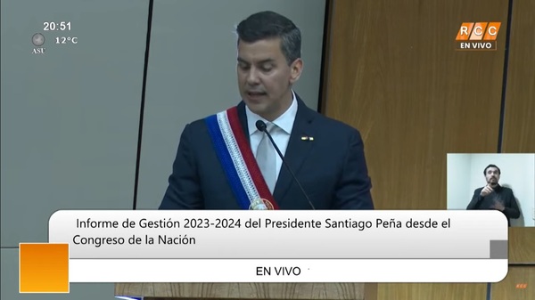 Santiago Peña presentó su primer informe de gestión ante el Congreso Nacional remarcando a Paraguay libre y soberano
