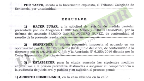 Tribunal de Sentencia otorga arresto domiciliario a acusado por el operativo New Evolution