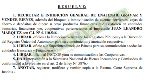 Bienes del yerno de Pavão son objeto de medidas para evitar fuga y disponer eventual comiso