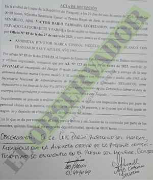 Desaparece avioneta comisada en proceso por drogas cuando iba ser entregada a la Senabico