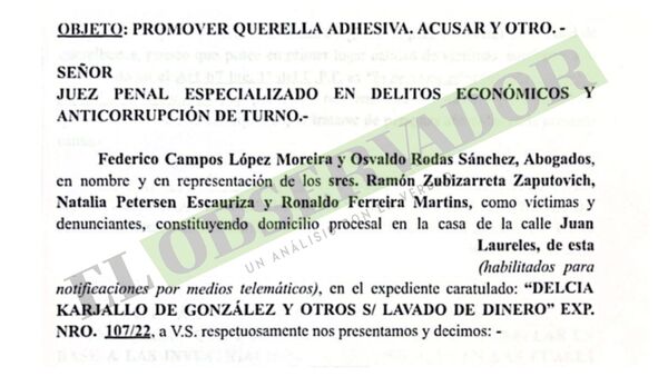 Querella formula acusación contra Delcia Karjallo, su hijo y su nuera, por lavar las ganancias de la usura de RGD