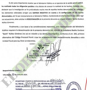 “Es irrefutable inexistencia del hecho”, afirma fiscal que investigó a “Bachi” por presunto enriquecimiento ilícito