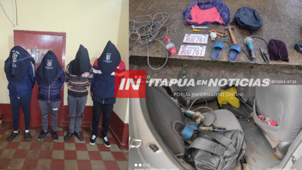 POLICÍA CAPTURA A CUATRO HOMBRES QUE INTENTABAN COMETER UN HURTO EN CAMBYRETÁ  - Itapúa Noticias