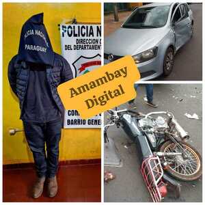 Automovilista alcoholizado chocó por un motociclista y fue detenido