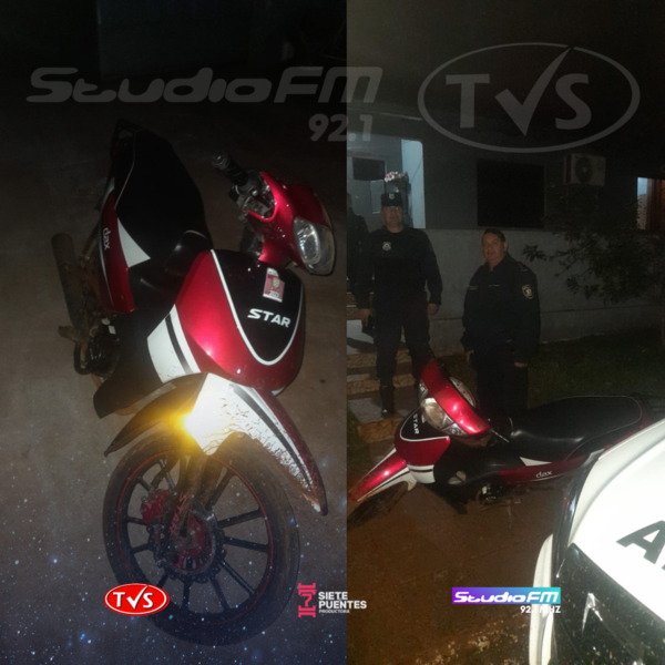RECUPERAN MOTOCICLETA DENUNCIADA COMO ROBADA. - TVS